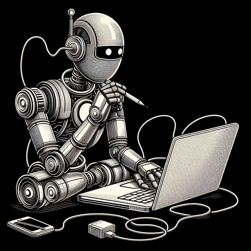 робот рисует