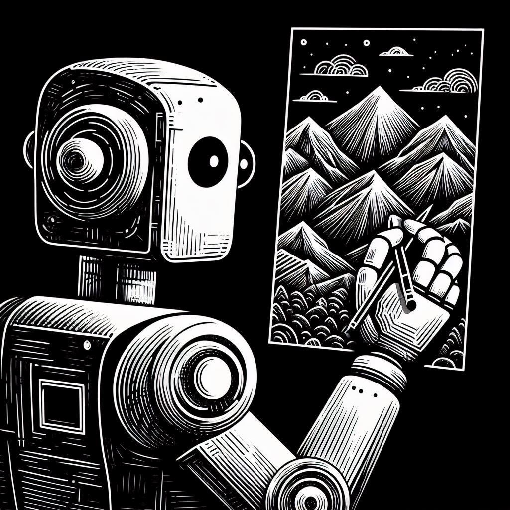 робат рисует